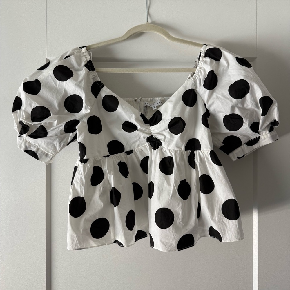 Endless Rose Polka Dot Puff Sleeve Blouse